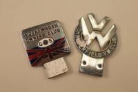 A Volkswagen Owners Club GB car badge and a Chesterfield VW Club badge.(2)