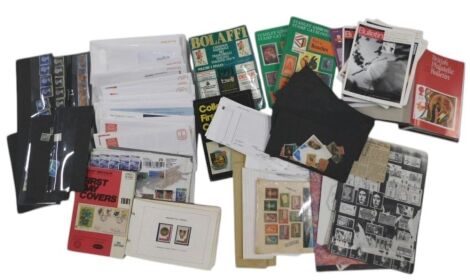 Stamps.- box ephemera and SG Catalogues etc