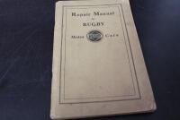 A repair manual for Rugby Motor Cars.