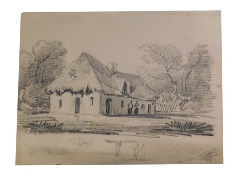 Thomas Sidney Cooper RA (1803-1902). Lesson for D W Coit. Cottage in landscape. Pencil sketch, 14.5cm x 19cm. Provenance: Goodacre Collection No 325. NB. This lot will be sold for BBC Children In Need by guest novice auctioneers that have supported the B