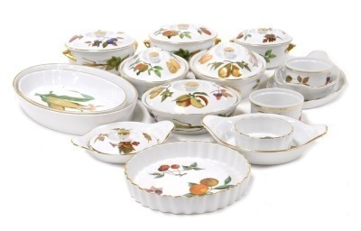 A group of Royal Worcester Evesham pattern oven to table wares, including tureens and covers, flan dish, souffle dishes and serving dishes. (a quantity) NB. This lot will be sold for BBC Children In Need by guest novice auctioneers that have supported th