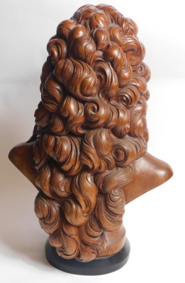 Dennis Parsons. A carved walnut bust of Sir Christopher Wren, on ebonised plinth, ex Linford Bridgeman of Lichfield. - 4