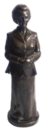 Neil Simmons (20thC) Bronze bust, Margaret Thatcher, dated 2001, 55cm high.