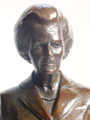 Neil Simmons (20thC) Bronze bust, Margaret Thatcher, dated 2001, 55cm high. - 2