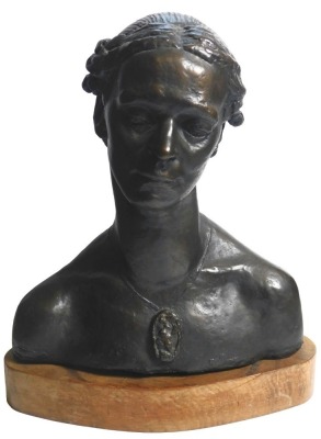 Jacob Epstein (1880-1959) Bust of Mrs Ambrose McAvoy, bronze 1909, 46cm high.