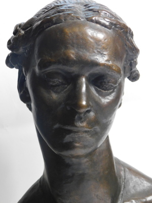 Jacob Epstein (1880-1959) Bust of Mrs Ambrose McAvoy, bronze 1909, 46cm high. - 2