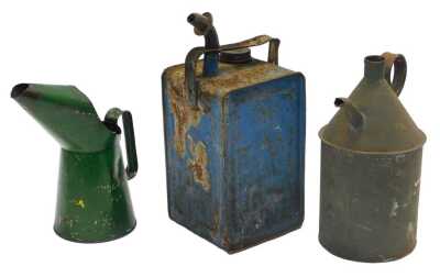 A Valor paraffin can, a one quart oil can, possibly BP, and another. (3)