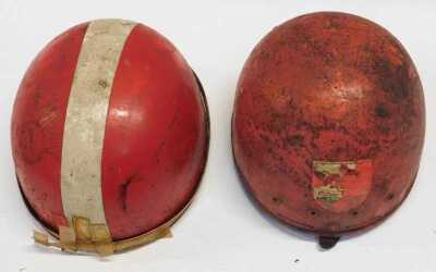 Two Pudding Basin helmets, one with a Castrol sticker. (AF) - 2