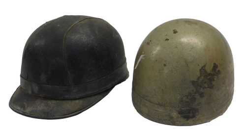 A skull motorcycle helmet and a Pudding Basin motorcycle helmet. (AF) (2)