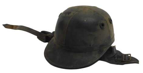 A J Compton Sons and Webb Ltd The Corker black leather motorcycle helmet.