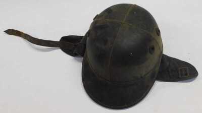 A J Compton Sons and Webb Ltd The Corker black leather motorcycle helmet. - 2