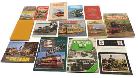 Various transport-related books, including The Vintage Bus Annual Hay of the Tram -2 by Peter Waller published by Ian Allen, Tramway Memories by J Joyce, Tramways Remembered by Lesley Oppitz, Preserved Buses by Jenkinson published by Ian Allen, etc. (a qu