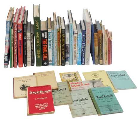 Automobilia and aviation related books, including Jane's Avionics 1989-1990, Speed and Power Trains Bikes Cars Land Speed and Water Speed The Fastest and Most Powerful Record Breakers of the Last 100 Years Foreword by Richard Nobel book, Milestone Sports 