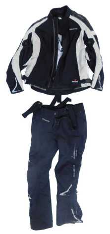 A lady's Halvarssons motorbike road jacket and trouser set, size 42.