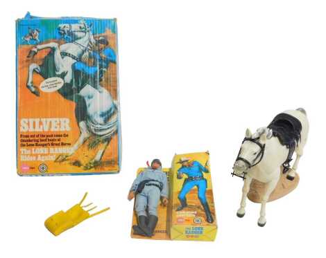 Marx Toys The Lone Ranger figure and Silver, boxed. (2)