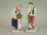 A pair of Continental porcelain figures in the manner of Derby