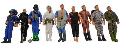 Action Men, including Karate Action Man, Pilot Action Man, etc. (1 tray)