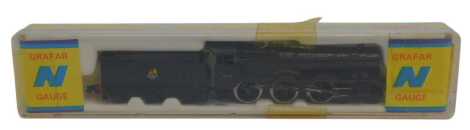 A Graham Farish N gauge Hall Class locomotive Burton Agnes Hall, 4-6-0, 6998, BR black livery, boxed.