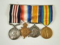 A group of four WWI medals awarded to Sergeant H Thomas of The Royal Engineers