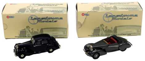 Lansdowne Models LDM 1:43 scale LDM 78 1939 Lagonda V12 Rapide drop head coupe in gun metal grey, and a LDM 64A 1951 Bentley Mark 4 four door saloon midnight blue Ivo Peters. (2)