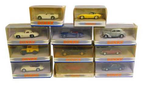 Matchbox The Dinky Collection diecast, including DY20 1965 Triumph TR4A IRS, DY12 1955 Mercedes Benz 300SL Gull Wing, DY9-8 1949 Land Rover, DY033/A 1962 Mercedes Benz 300SL Roadster, DY-19 1973 MGBGT V8, etc. (a quantity)