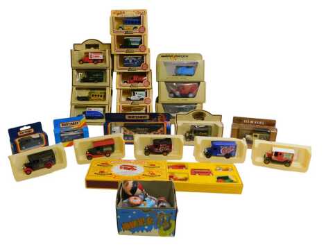 Lledo Days Gone and Matchbox diecast, including Days Gone 4012 Horse Dib Colman's, Days Gone 20010 1934 Ford State truck Calor Gas, Models of Yesteryear Y5 1927 Talbot, etc. (1 tray)