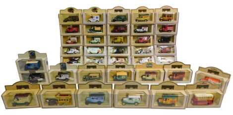 Lledo Days Gone boxed diecast, including 34000 1934 Dennis delivery van Hovis, 6138 1920 Model T Ford van Lea & Perrins, 20010 1934 Ford state truck Calor Gas, 15021 1932 AEC Regent double decker bus St Ival, 4012 Horse Dib Colman's, etc. (1 box)