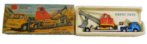 A Corgi Toys diecast machinery carrier, with Bedford tractor unit and Priestman Cub shovel, number 27, boxed.