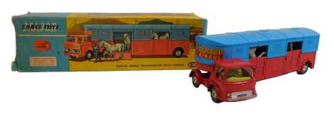 A Corgi Toys diecast circus horse transporter with horses, 1130, boxed.