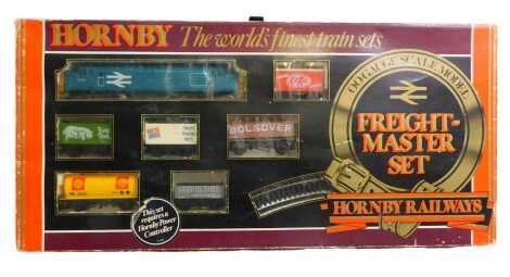 A Hornby Railways OO gauge train set R577, including a class 37 diesel locomotive Shell tanker, Bolsover wagon Arnold Sands plank truck, track, etc.