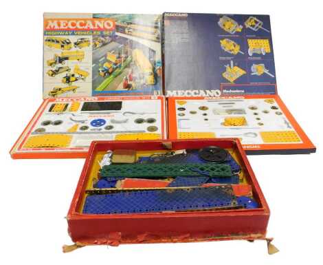 Meccano sets, including Meccano set number 6, Meccano Mechanism set, Meccano Highway Vehicle set number 3, etc. (a quantity)