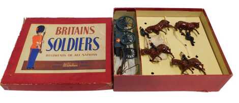 A W Britain lead soldier set, Royal Army Medical Corps ambulance wagon, set number 145, boxed.