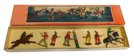 A John Hill and Co 1930s painted lead Cowboys and Indians set, boxed.