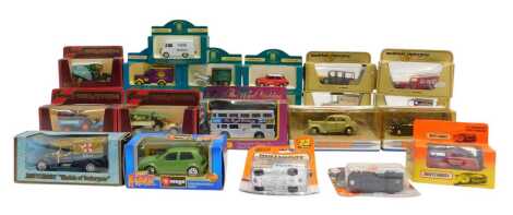 A group of diecast vehicles, to include Lledo Co-Op 140th Anniversary vehicles, a Dinky 1951 Volkswagen, a Matchbox Royal Wedding double decker bus, etc. (1 tray)