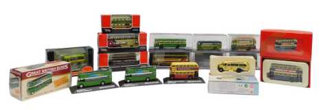 A group of diecast buses, to include a Great British Buses South Down Bristol Lodekka FS, a Royal Mail Definitive double decker, Corgi Original Omnibus Company coaches, etc. (1 tray)