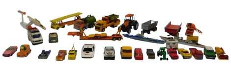 Diecast and other vehicles, to include a Dinky Toys USS Enterprise, Johnston road sweeper, 007 Lotus Esprit, etc. (1 tray)