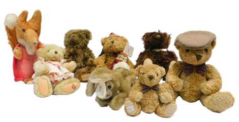 A group of soft toys, predominantly bears, to include a Pastimes 100 Years limited edition bear, a Giorgio Beverly Hills 1997 collector's bear, etc. (1 box)