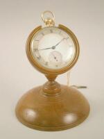 A yellow metal cased open faced repeater pocket watch