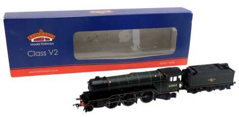 A Bachmann Branchline OO gauge Class V2 locomotive, 2-6-2, 60865, in BR lined green with late crest, 31-563, boxed.