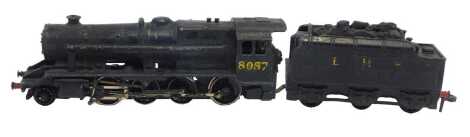 A Hornby Dublo Class 8F locomotive, 2-8-0, 8057, LMS black livery, possibly repainted.