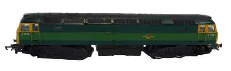 A Hornby OO gauge Class 47 locomotive, D1928, BR two-tone green livery.