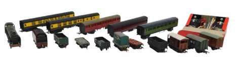 OO gauge rolling stock and accessories, including locomotive bodies, kit-built coaches, wheel sets, etc. (1 box)