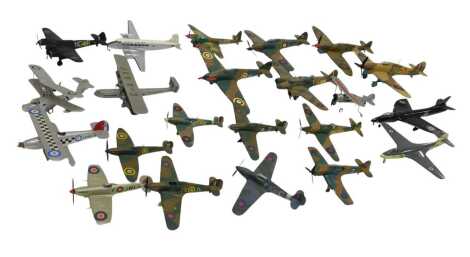 Kit built model aircraft, including Jersey Airlines The Brittany plane, Spitfires, Hurricanes, etc. (3 boxes)