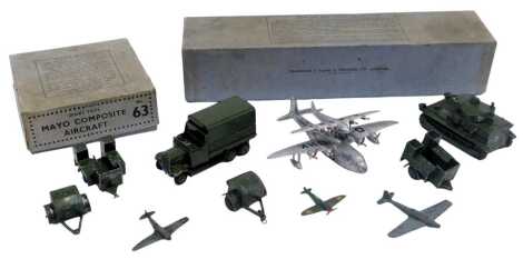 A Meccano diecast Royal Tank Corps medium tank set No.151, boxed, together with a Dinky Toys Mayo composite aircraft, set No.63, boxed.