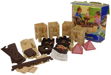 An ELC wooden castle, with working drawbridge, boxed.