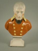 A 19thC Staffordshire pottery bust of Napoleon Bonaparte