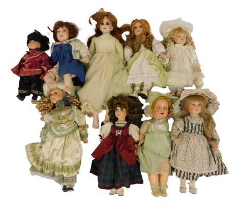 Assorted collectors dolls, including Alberon, Gunzel, Thistle Collection, and The Knightsbridge Collection. (1 box)