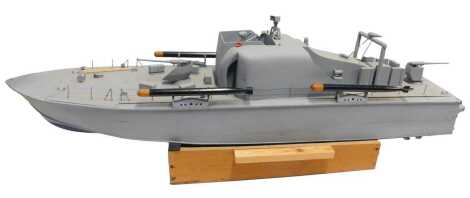 A kit built RC torpedo boat.