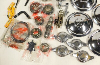 Various car parts, to include gear shaft, Lucas and other car headlights, etc. (a quantity) - 2