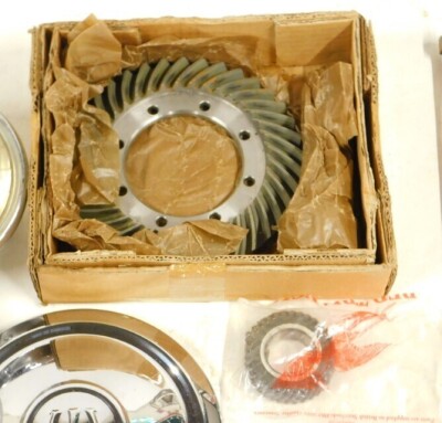 Various car parts, to include gear shaft, Lucas and other car headlights, etc. (a quantity) - 5